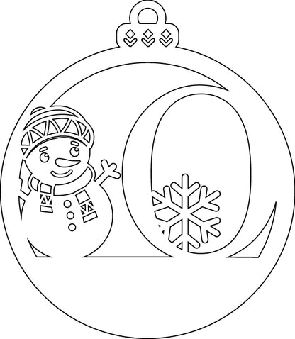 Alphabet Snowman Personalized Ornaments-Layered