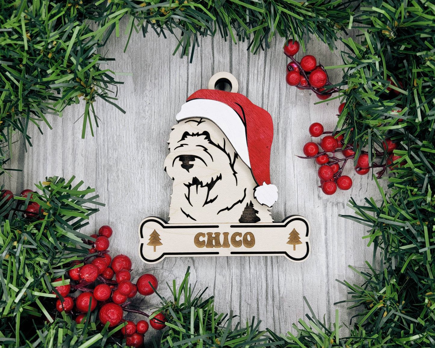 Santa Dogs - Personalized Christmas Ornaments: Breeds E - Z