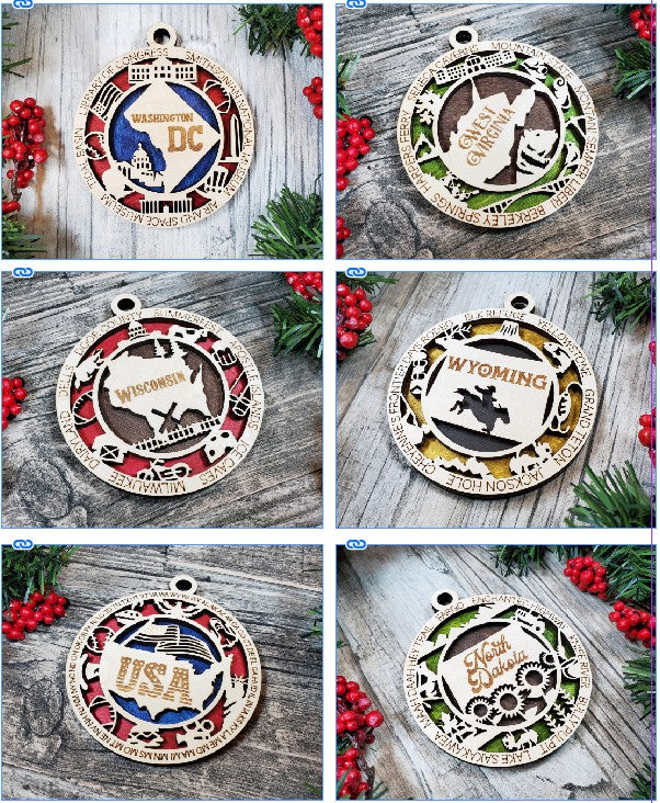 United States Ornaments - ALL States Available