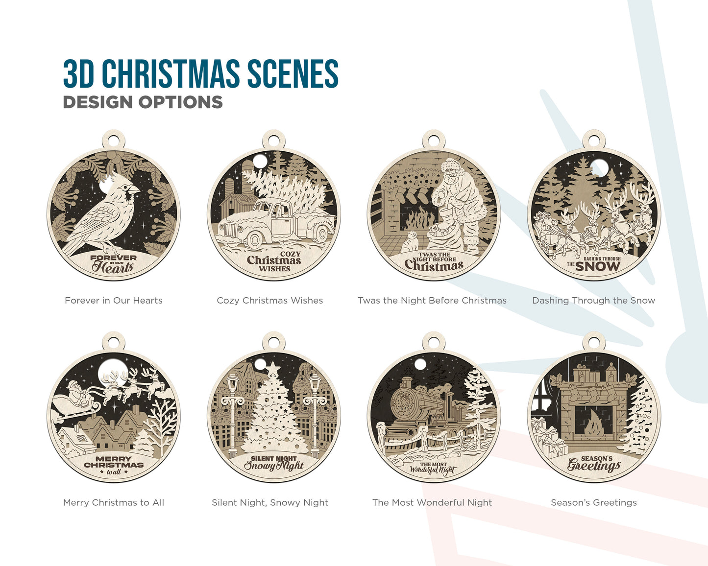 3D Christmas Scenes Ornaments