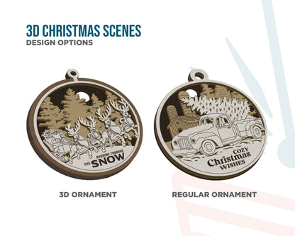 3D Christmas Scenes Ornaments