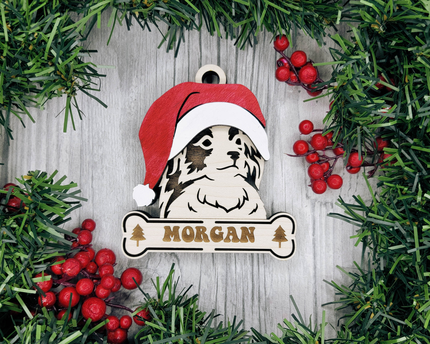 Santa Dogs - Personalized Christmas Ornaments: Breeds E - Z