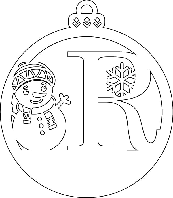 Alphabet Snowman Personalized Ornaments-Layered