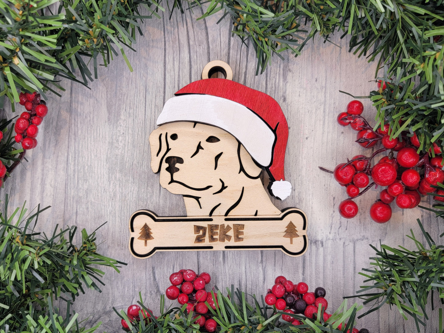 Santa Dogs - Personalized Christmas Ornaments: Breeds E - Z