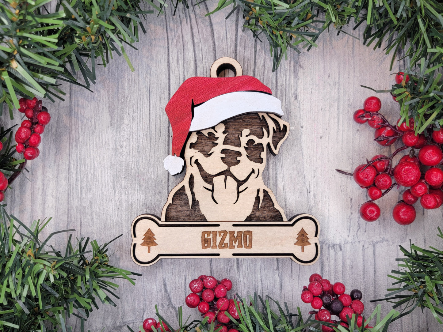 Santa Dogs - Personalized Christmas Ornaments: Breeds E - Z