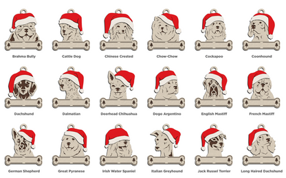 Santa Dogs - Personalized Christmas Ornaments: Breeds A - D