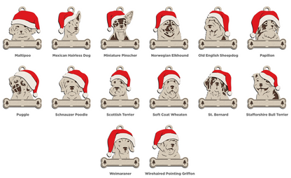 Santa Dogs - Personalized Christmas Ornaments: Breeds A - D