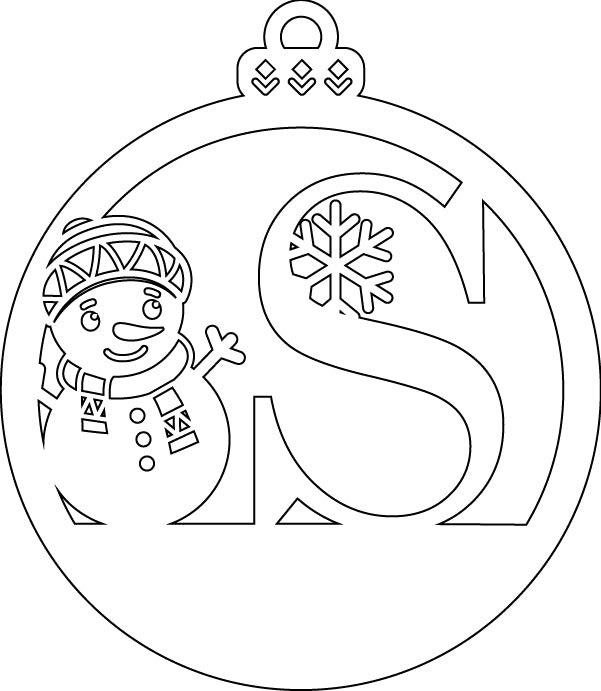 Alphabet Snowman Personalized Ornaments-Layered