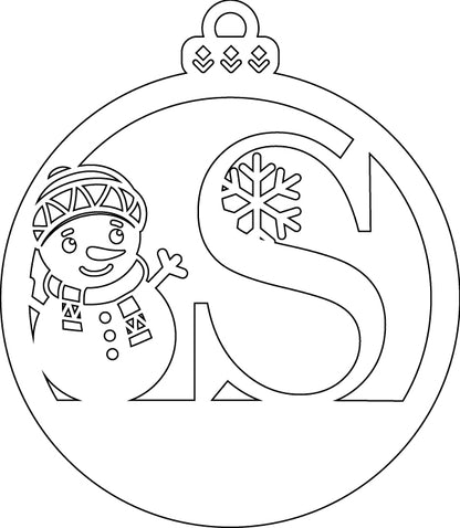 Alphabet Snowman Personalized Ornaments-Layered