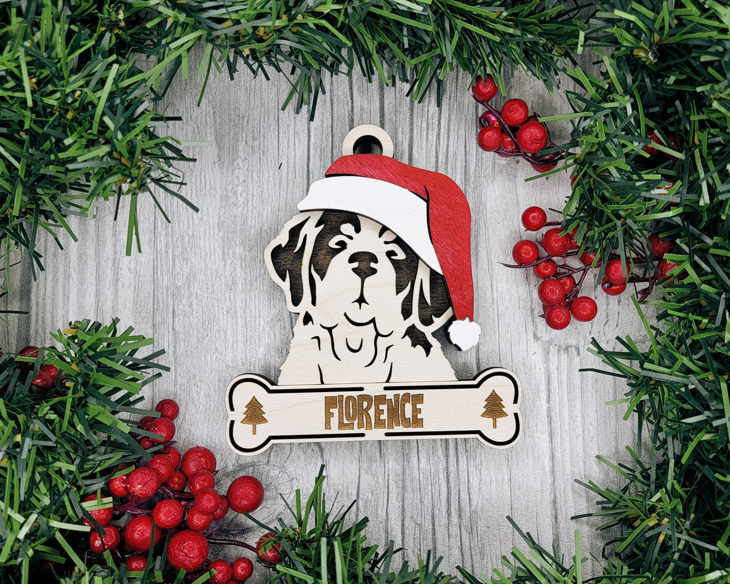 Santa Dogs - Personalized Christmas Ornaments: Breeds E - Z