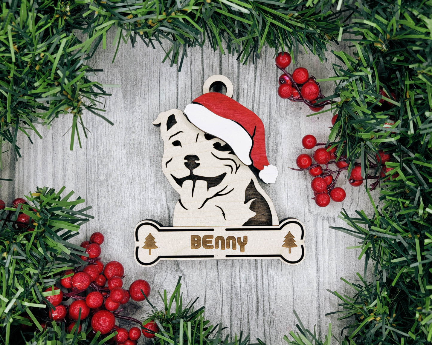 Santa Dogs - Personalized Christmas Ornaments: Breeds E - Z