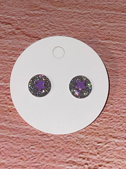 Fun Stud Earrings - Sparkling Acrylic with Nature Shapes