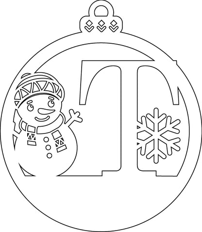 Alphabet Snowman Personalized Ornaments-Layered