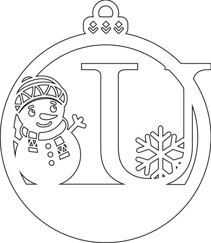 Alphabet Snowman Personalized Ornaments-Layered