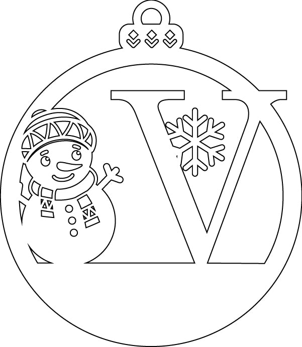 Alphabet Snowman Personalized Ornaments-Layered