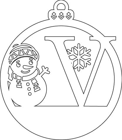 Alphabet Snowman Personalized Ornaments-Layered