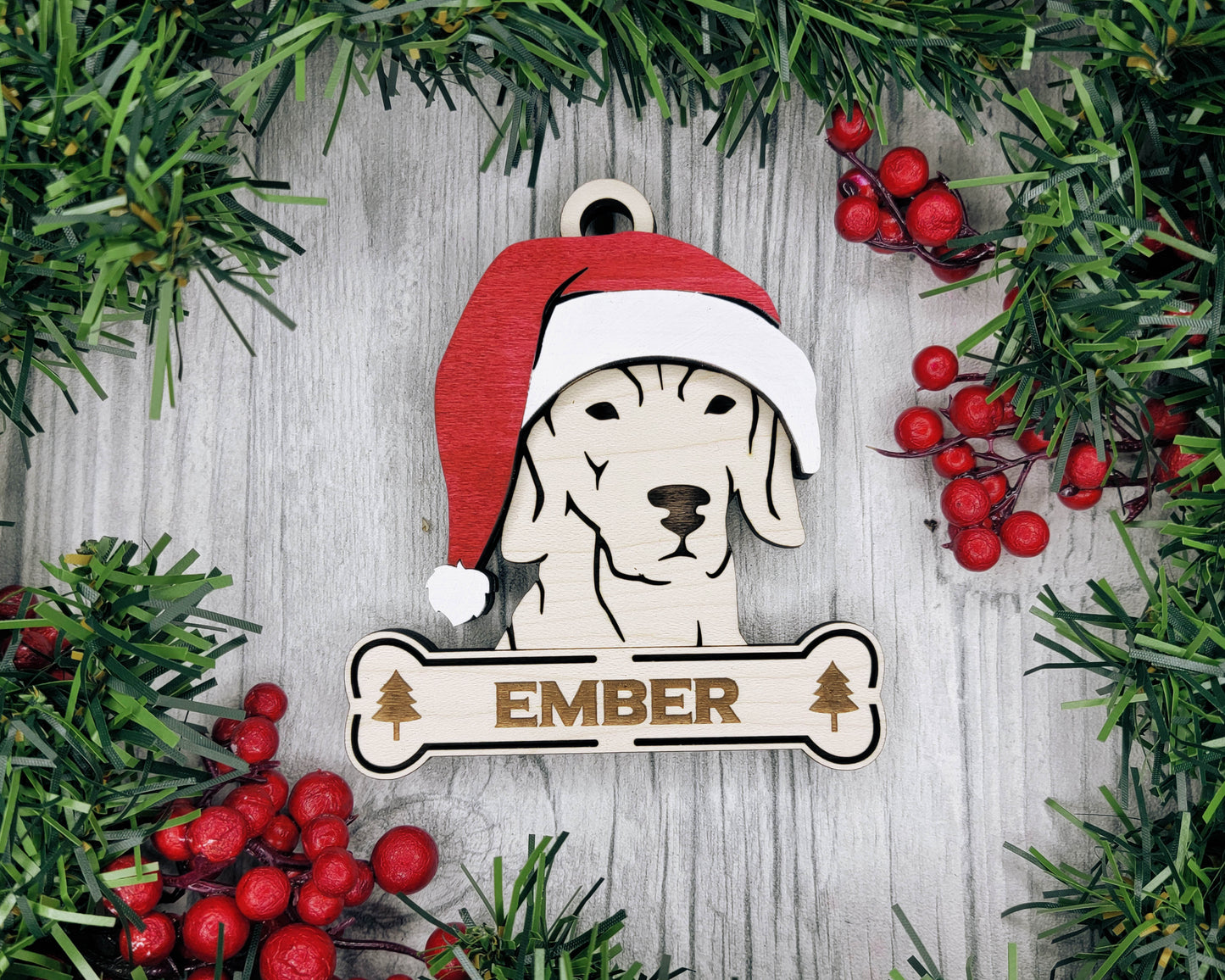 Santa Dogs - Personalized Christmas Ornaments: Breeds E - Z