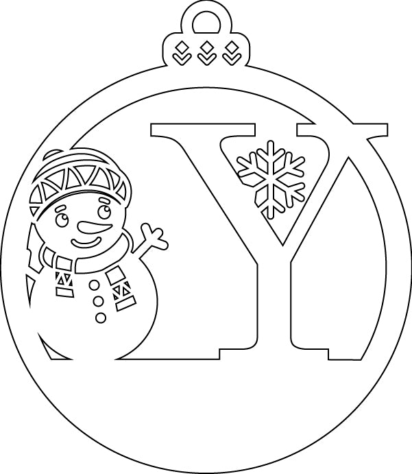 Alphabet Snowman Personalized Ornaments-Layered