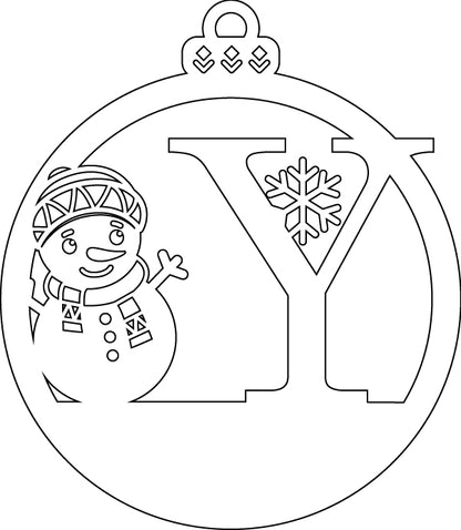 Alphabet Snowman Personalized Ornaments-Layered