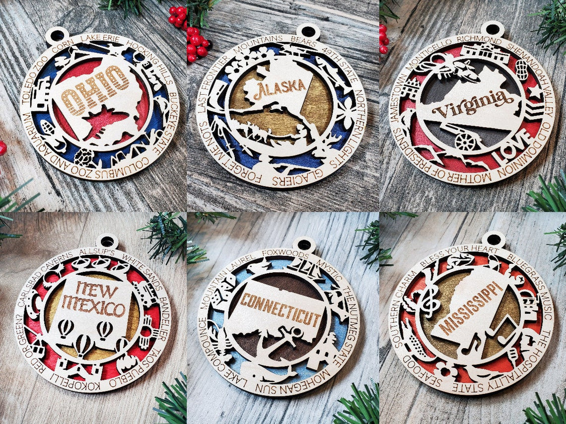 United States Ornaments - ALL States Available