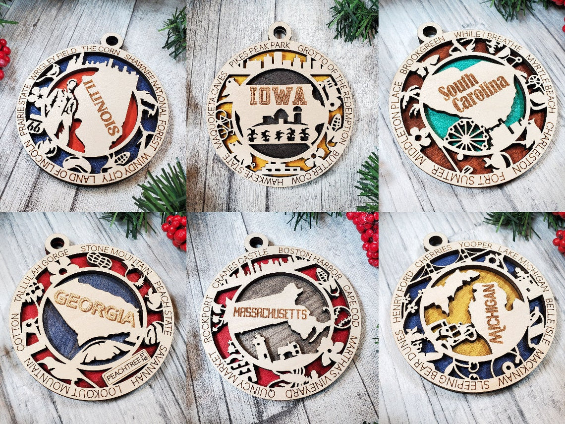 United States Ornaments - ALL States Available