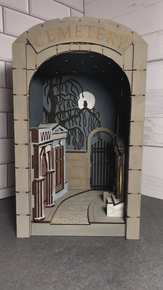 Cemetery Themed Book Nook