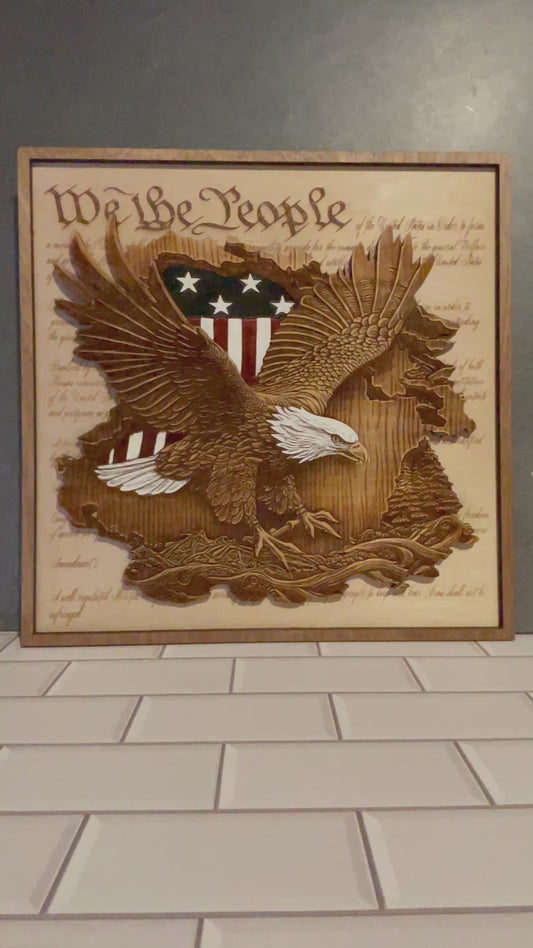3D Bald Eagle with We The People Backer