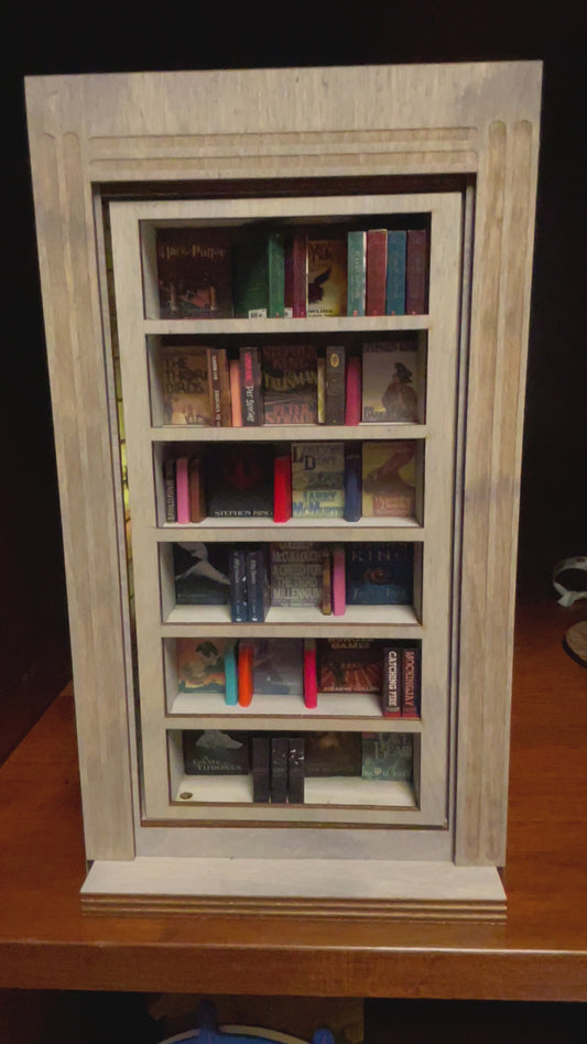 Bookshelf Book Nook with a Hidden Room (Light Gray)