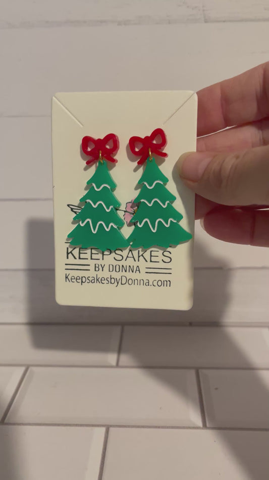 Christmas Trees with Bows Earrings