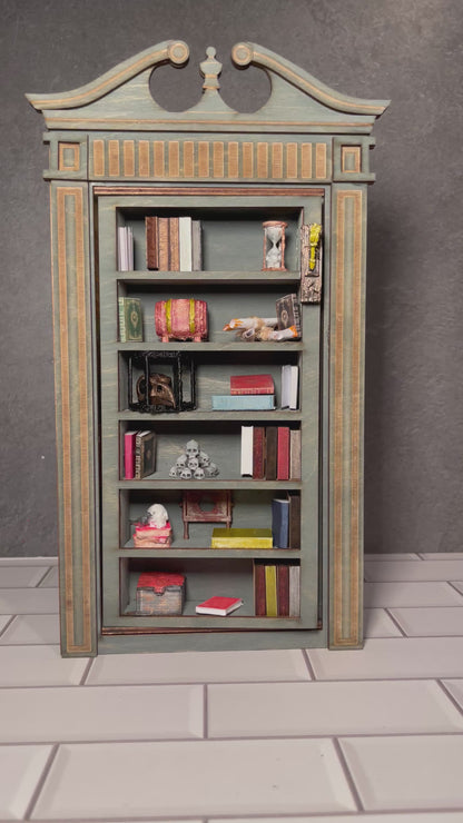 Gothic Bookshelf Book Nook Diorama with a Hidden Room (Medieval)