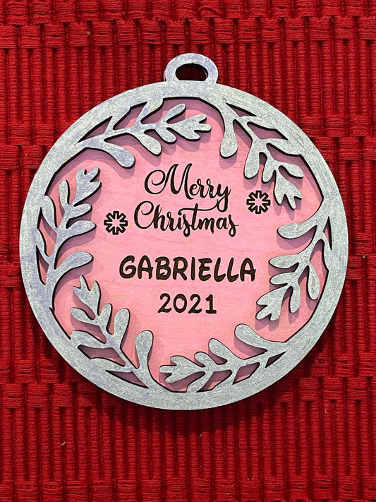 Layered Wreath Ornament - Personalized