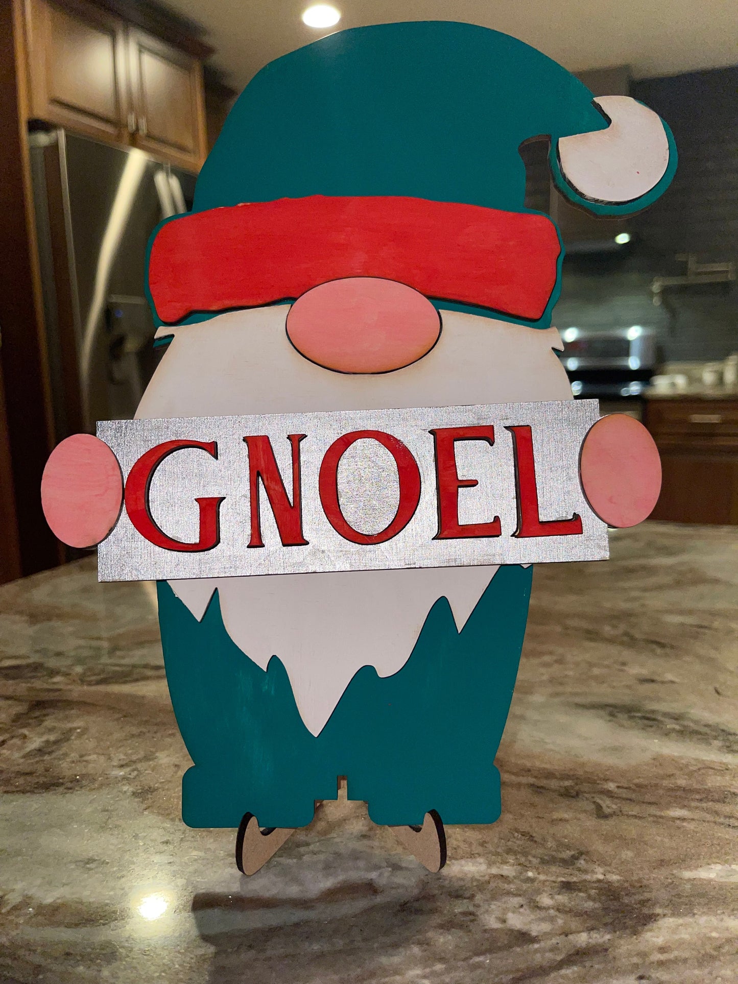 Christmas Gnome holding Sign with stand