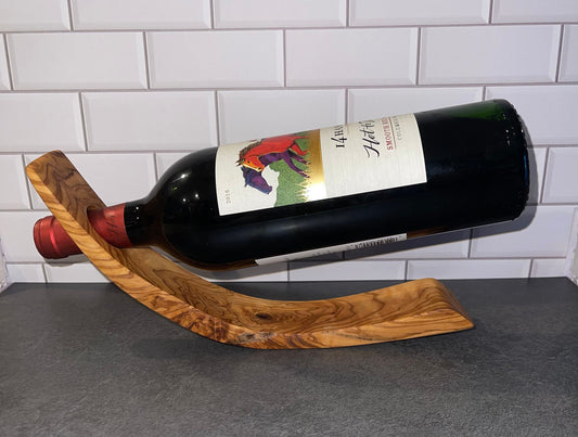 Personalized Olive Wood Wine Bottle Holder, New Home, Housewarming, Wedding Anniversary, Home Closing Gift, Birthday