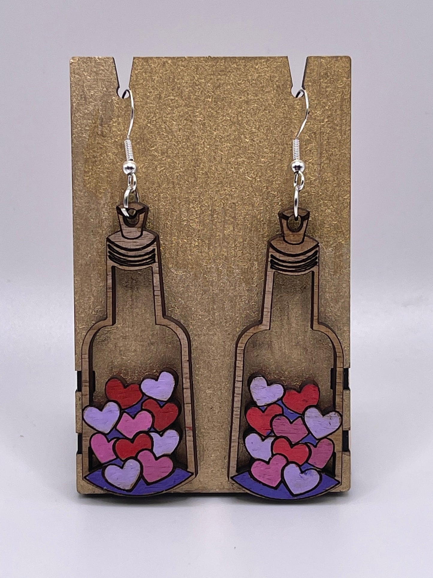 Bottled Heart dangle earrings, Valentine, Love, Sweetheart