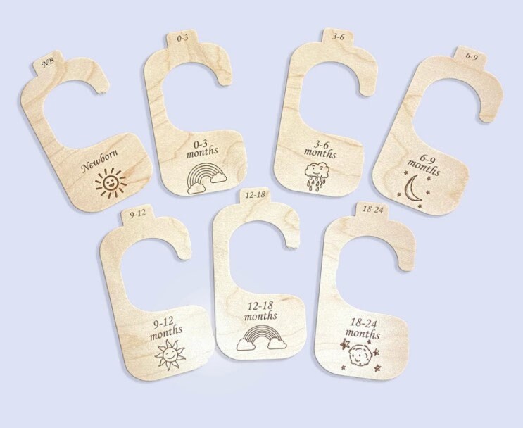 Baby Clothes Hangers, Jungle animals, forest animals, and weather options; Closet Organizers; Set of 7