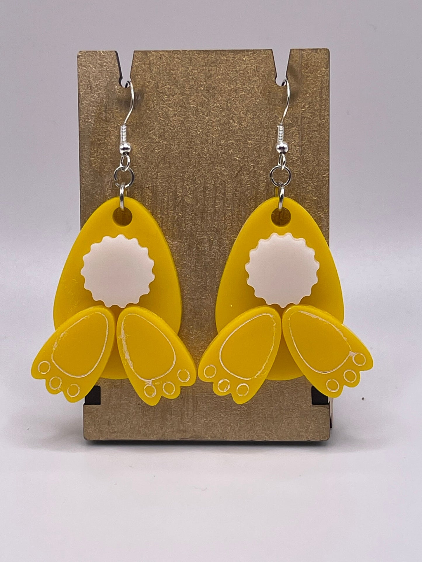 Bunny tails dangle earrings, Easter, Peter CottonTail, Rabbit Feet, Acrylic