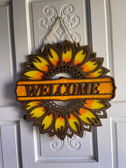 Personalized Sunflower Door Hanger and Sign, 18 inches