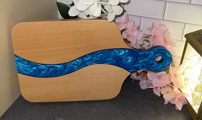 Personalized Blue Resin River Serving Board, New Home, Housewarming, Wedding Anniversary, Home Closing Gift, Charcuterie