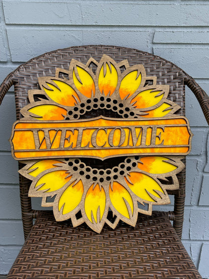 Personalized Sunflower Door Hanger and Sign, 18 inches