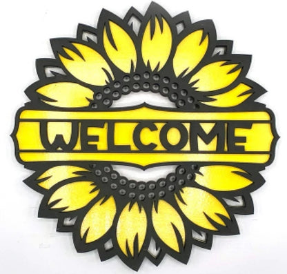 Personalized Sunflower Door Hanger and Sign, 18 inches