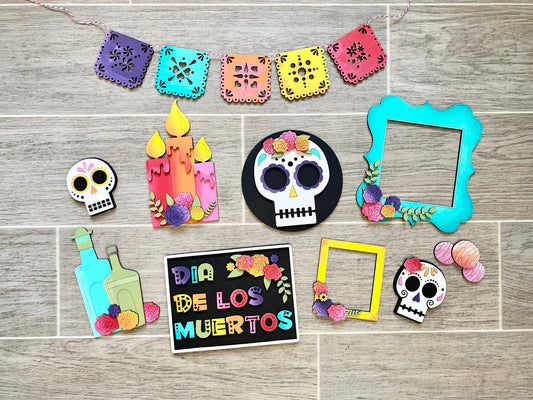 Day of the Dead Tiered Tray Decor Set (Dia De Los Muertos)