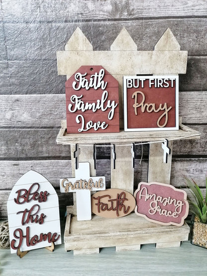 Belief and Faith Tiered Tray Decor Set - Religious