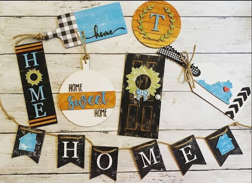 Home Sweet Home Tiered Tray Decor Set - Personalized