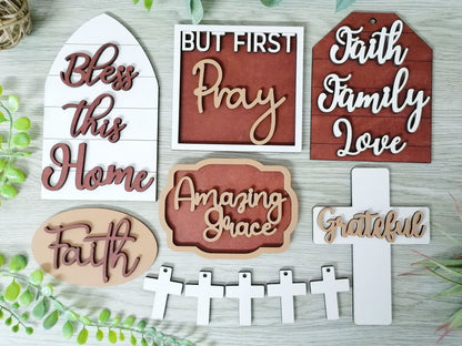 Belief and Faith Tiered Tray Decor Set - Religious