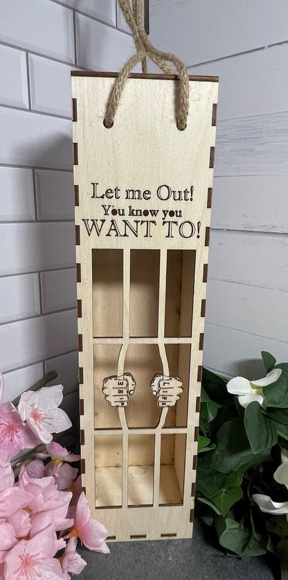 Jailed Wine Gift Box Carrier, Personalized, Funny, Rustic or Clean Options