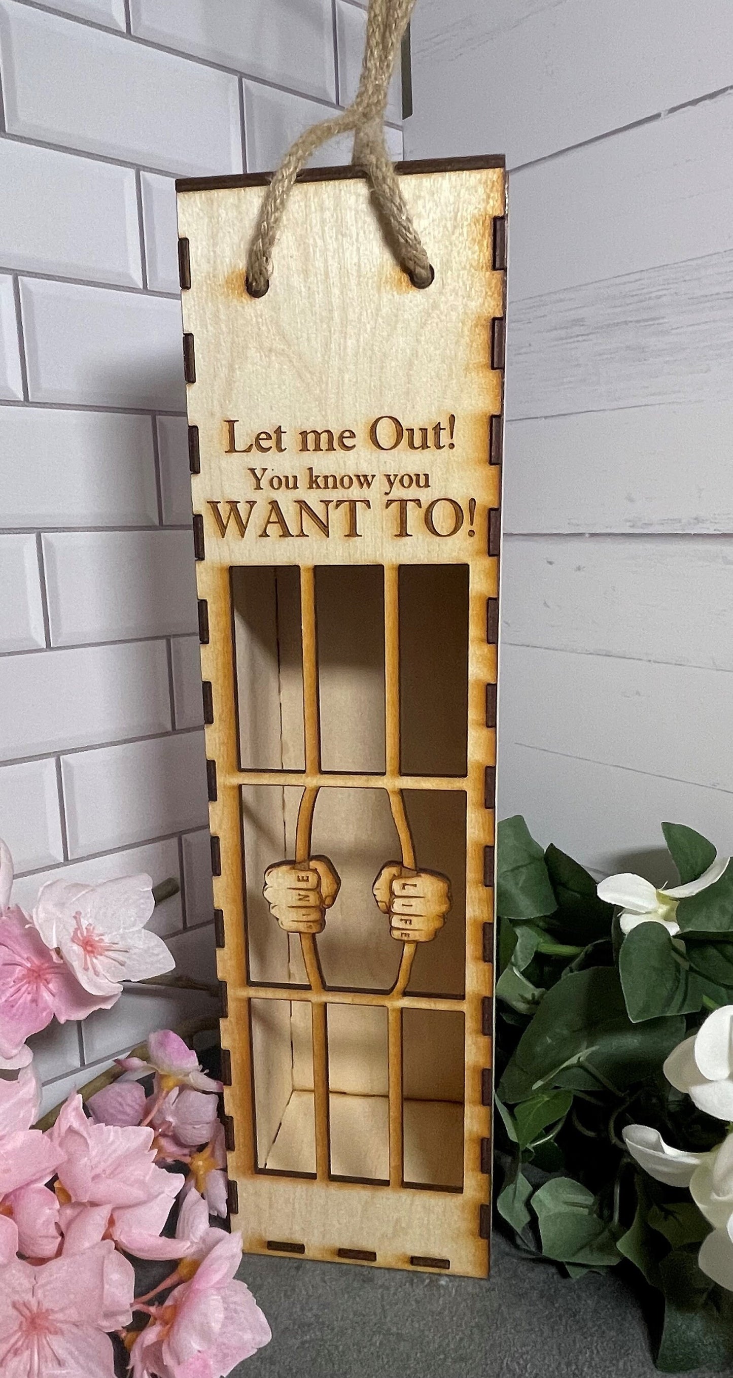 Jailed Wine Gift Box Carrier, Personalized, Funny, Rustic or Clean Options