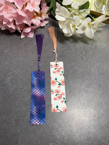 Thin metal bookmarks, tassels, sublimated with any image, personalized, durable, flexible